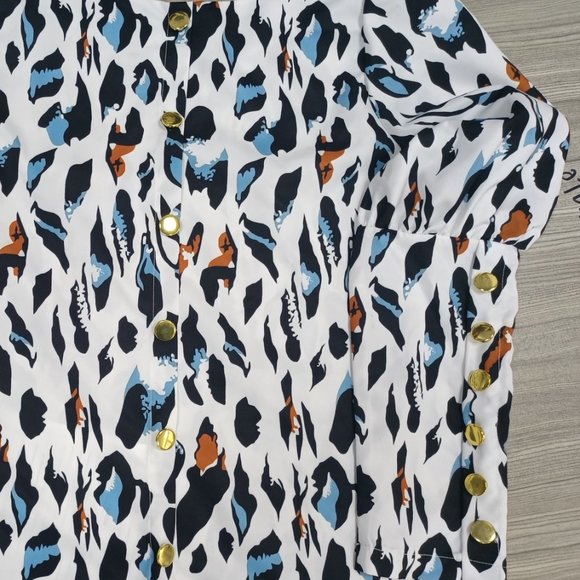 Leopard Print Crew Neck Casual Long Sleeve Blouse - Picture 5 of 6